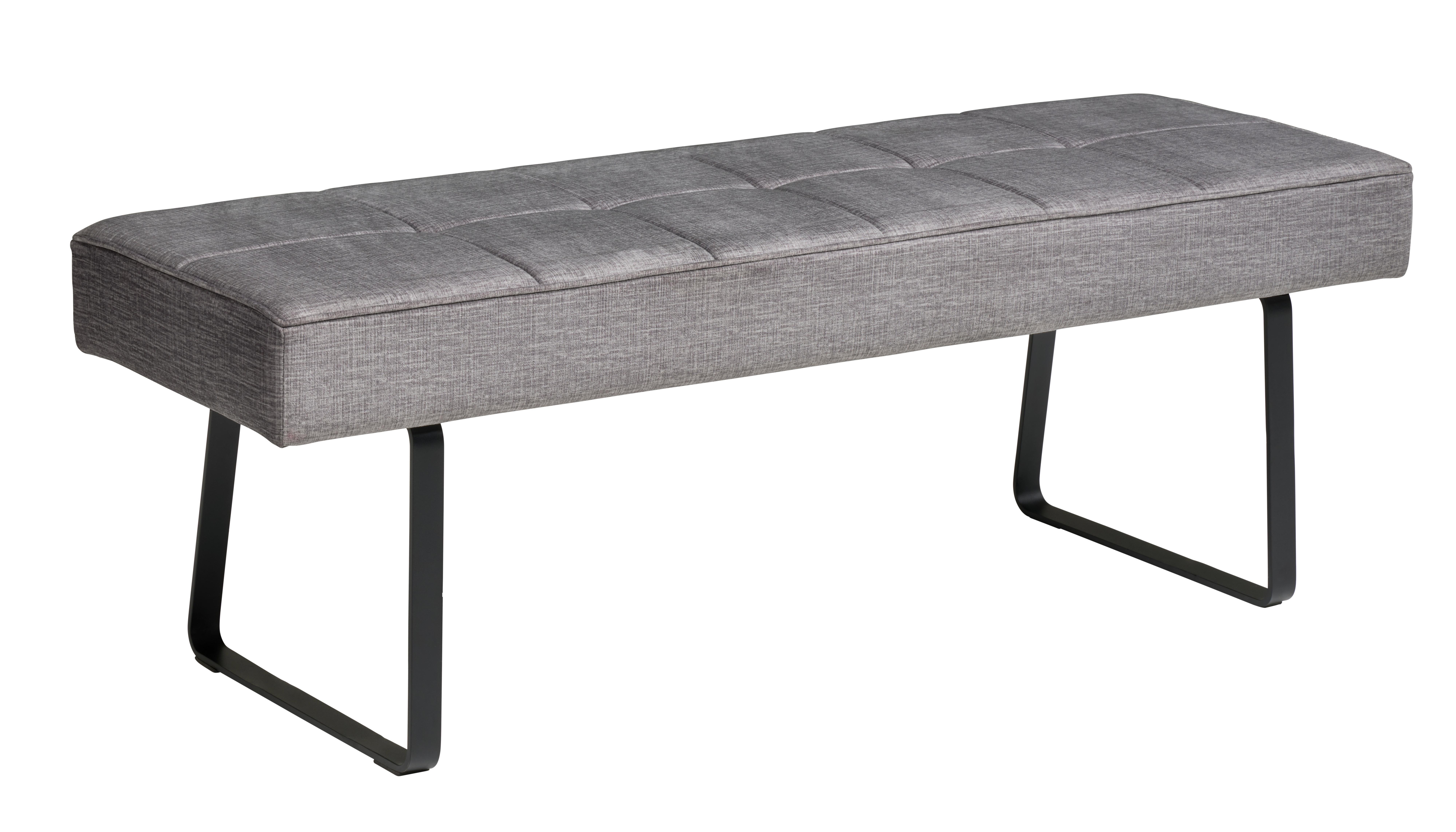 Sitzbank Tilos Ohne Lehne Samt Dunkelgrau, B: 140 Cm - Dunkelgrau/Schwarz, KONVENTIONELL, Textil/Metall (140/49/47cm) - MID.YOU