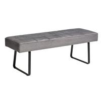 Sitzbank Tilos ohne Lehne Samt Dunkelgrau, B: 140 cm - Dunkelgrau/Schwarz, KONVENTIONELL, Textil/Metall (140/49/47cm) - MID.YOU