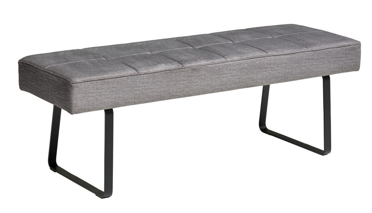 Sitzbank Tilos ohne Lehne Samt Dunkelgrau, B: 140 cm - Dunkelgrau/Schwarz, KONVENTIONELL, Textil/Metall (140/49/47cm) - MID.YOU
