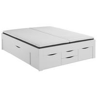 Stauraumbett 140/200 cm Noah Weiß Dekor - Weiß, KONVENTIONELL, Holzwerkstoff (180/200cm)