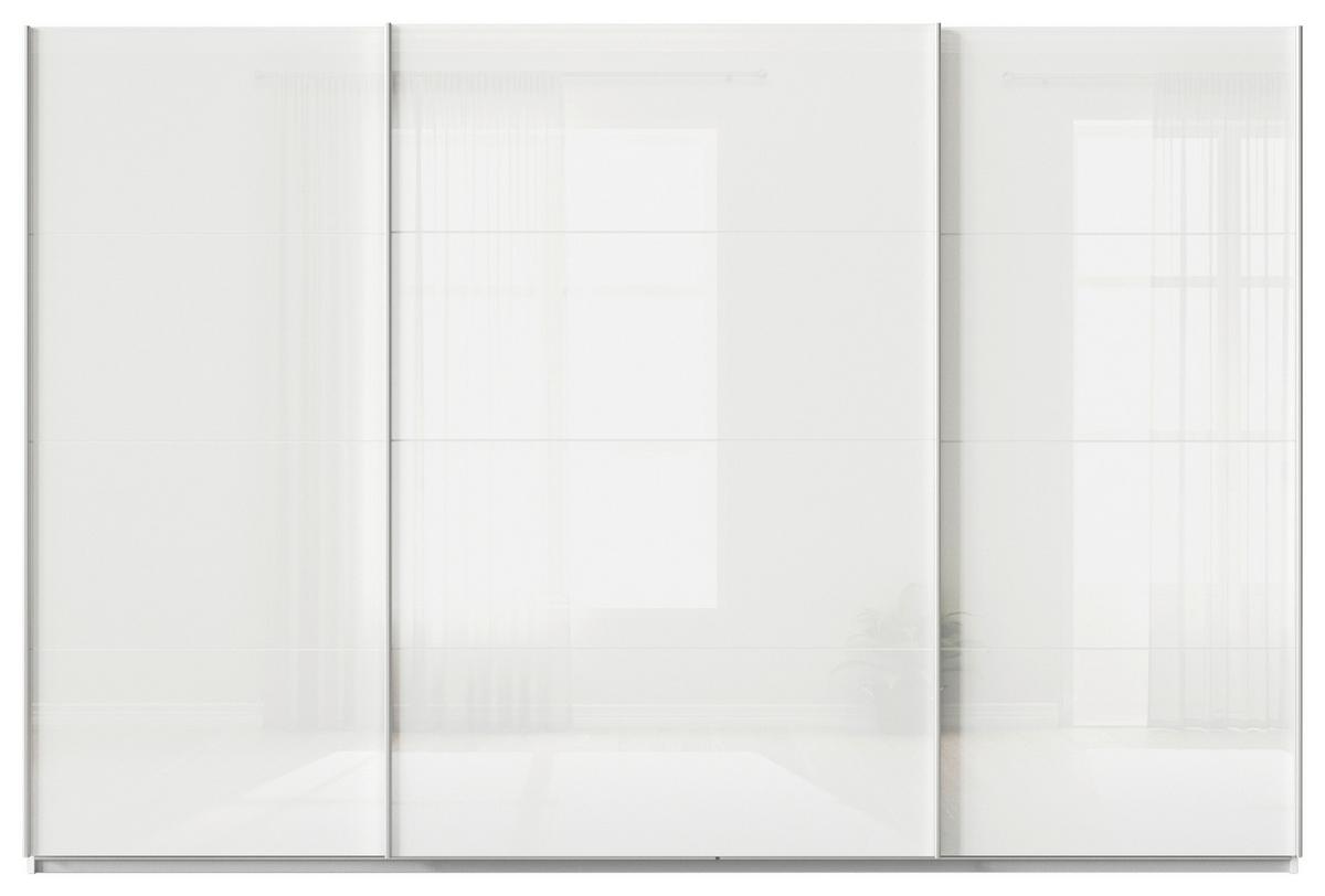 Tolóajtós Szekrény Feldkirch 315/210 Cm - magasfényű fehér/fehér, Modern, faalapú anyag/Üveg (315/210/62cm)