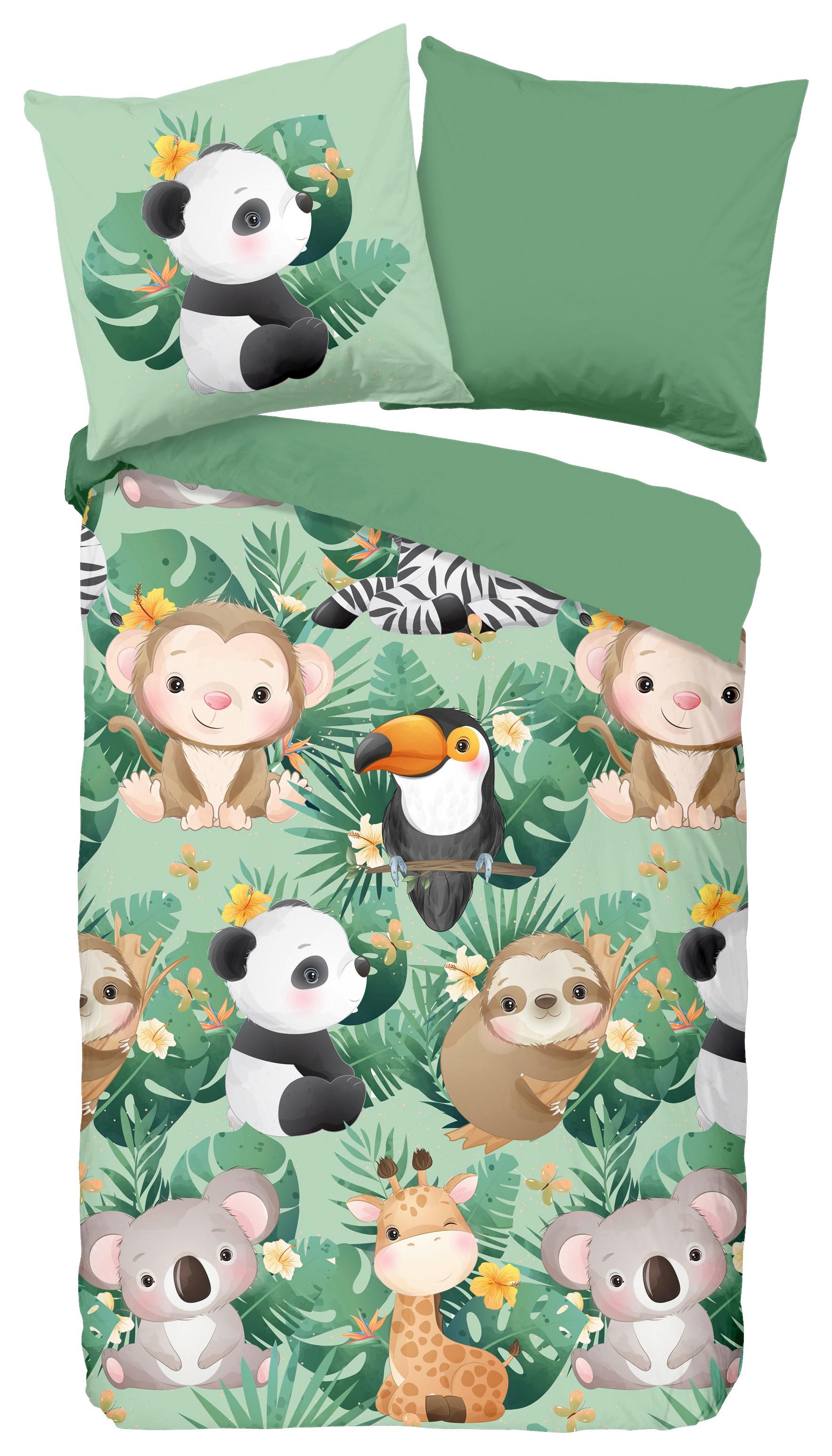 Kinderbettwäsche Momo Grün 135x200 cm - Grün, Natur, Textil (135/200cm)