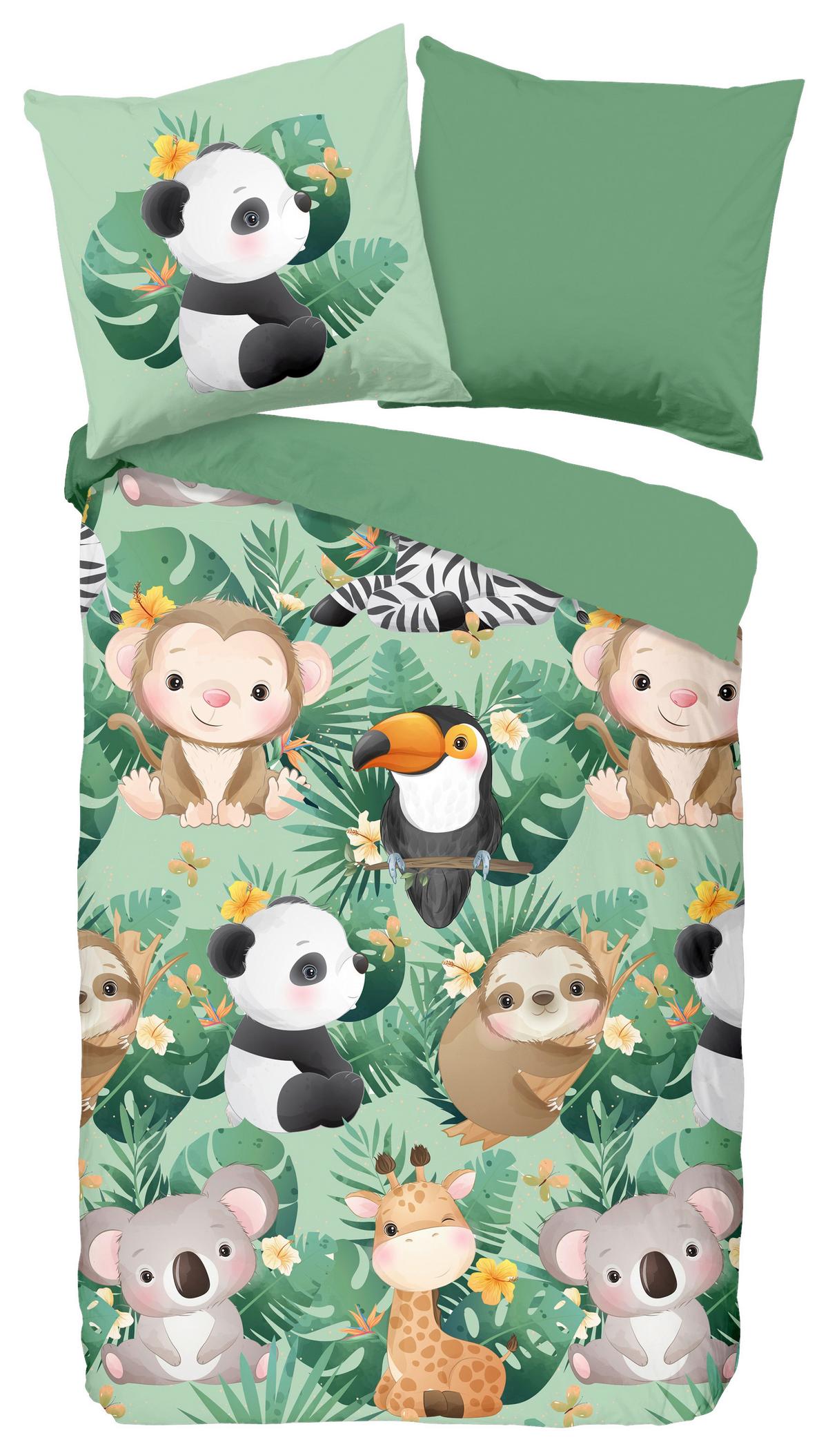 Kinderbettwäsche Momo Grün 135x200 cm - Grün, Natur, Textil (135/200cm)