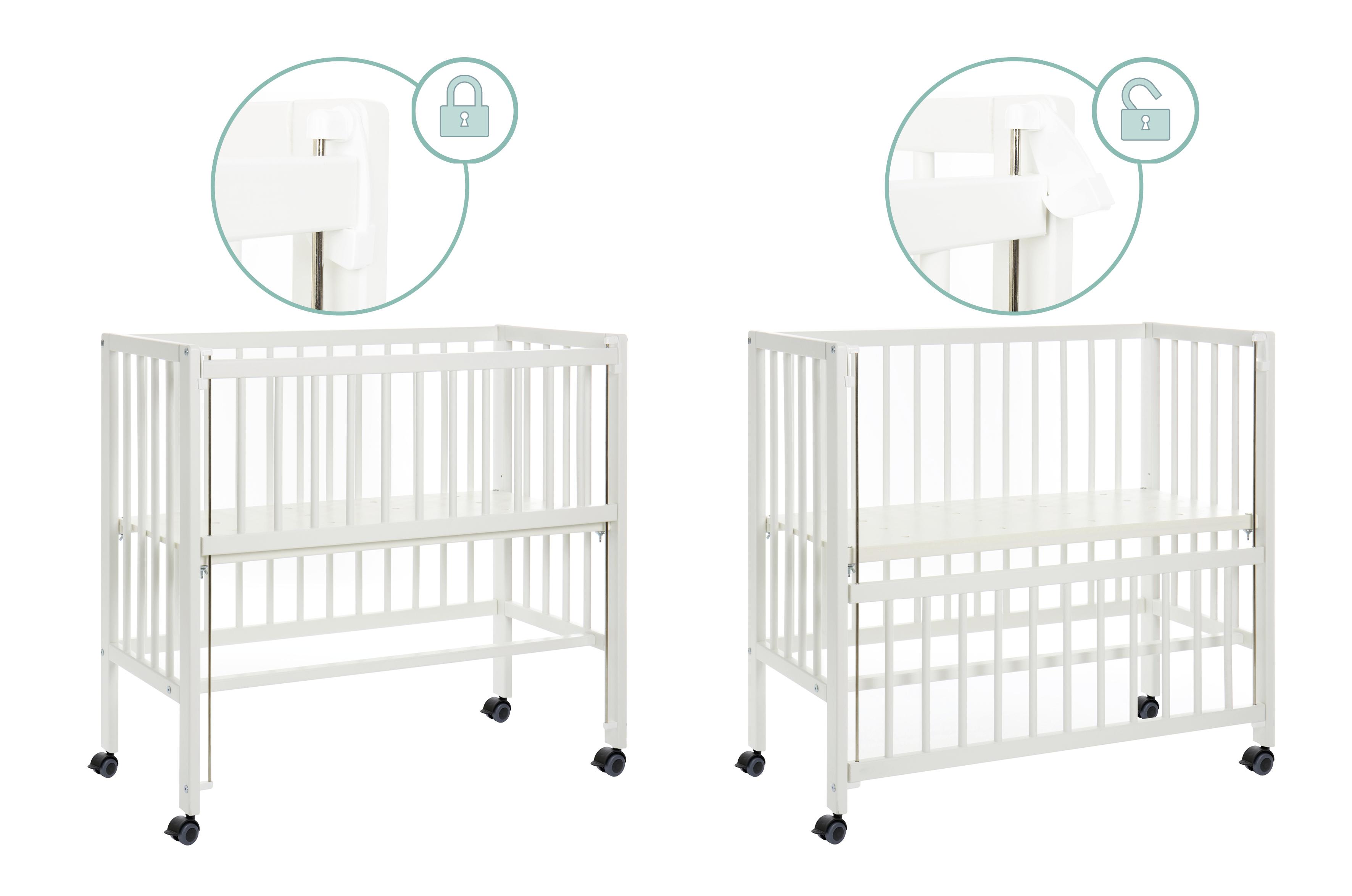 Höhenverstellbares Beistellbett aus Holz