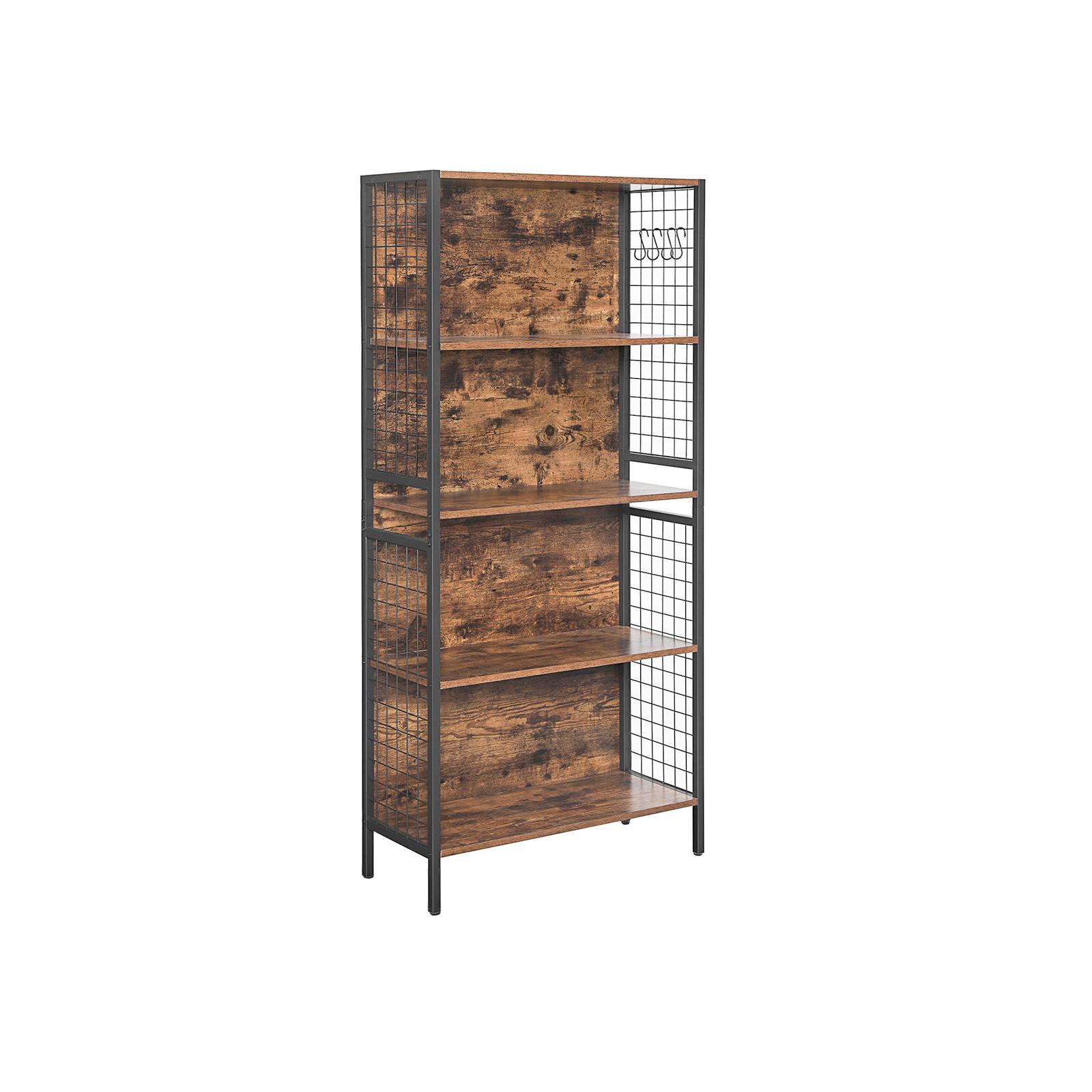 Nástenná knižnica IRON - hnedá/čierna, Basics, kov/kompozitné drevo (74/154,5/30cm) - Boxxx