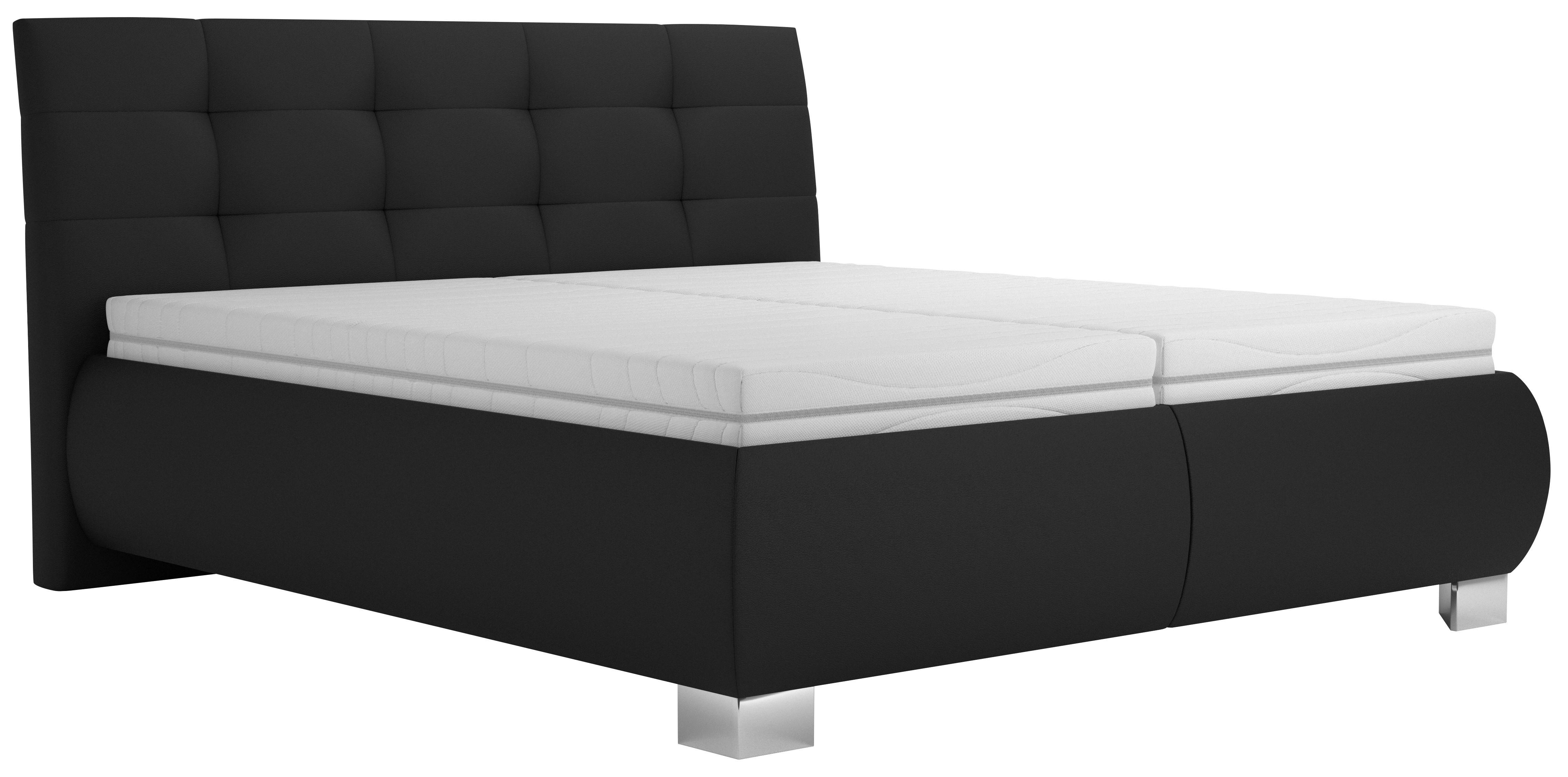 Manželská posteľ s roštom Universe, 180x200, čierna - čierna, Modern, textil (180/200cm)