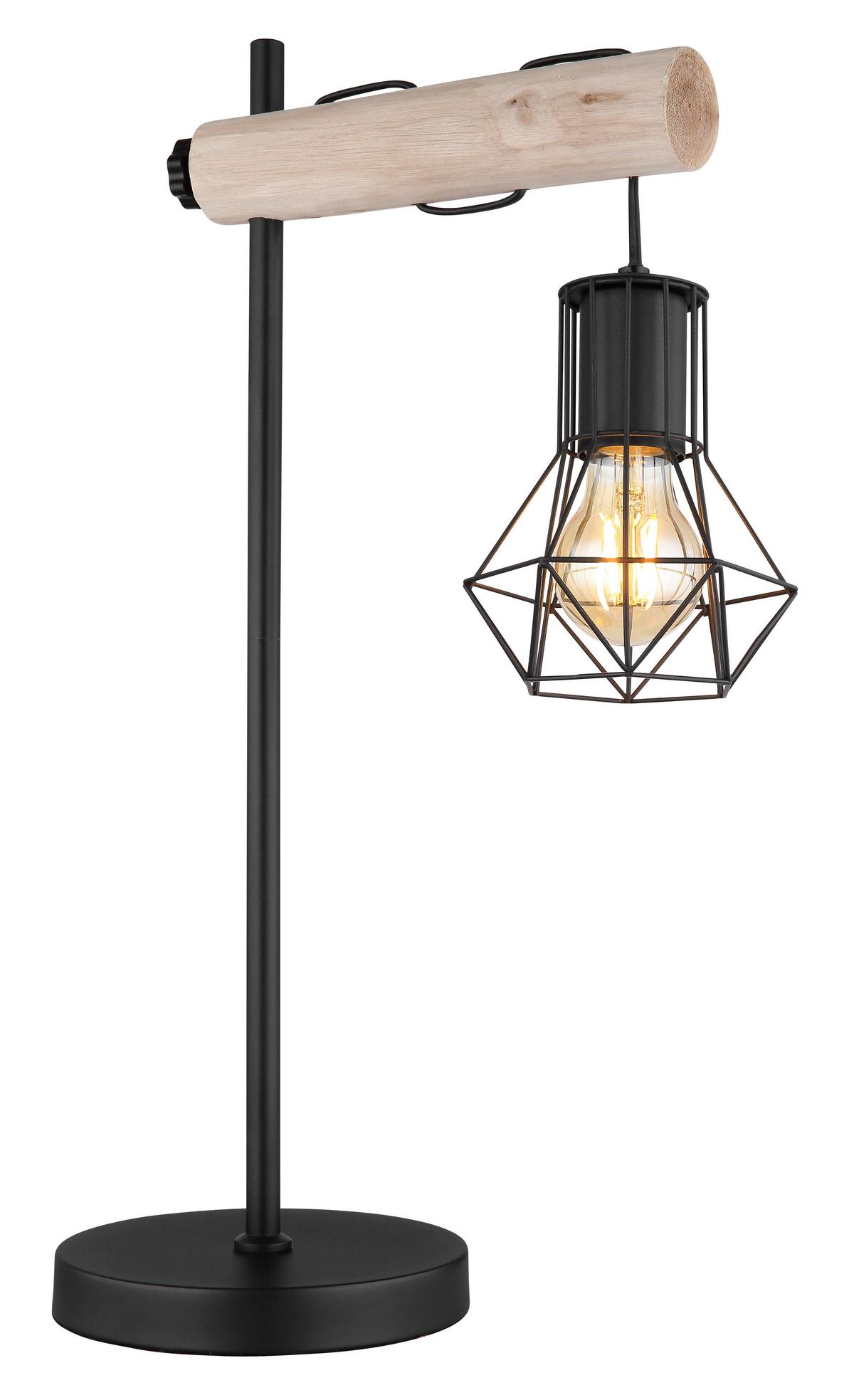 Tischleuchte 54017t - Schwarz/Naturfarben, Natur, Holz/Kunststoff (33/18/55cm) - Globo