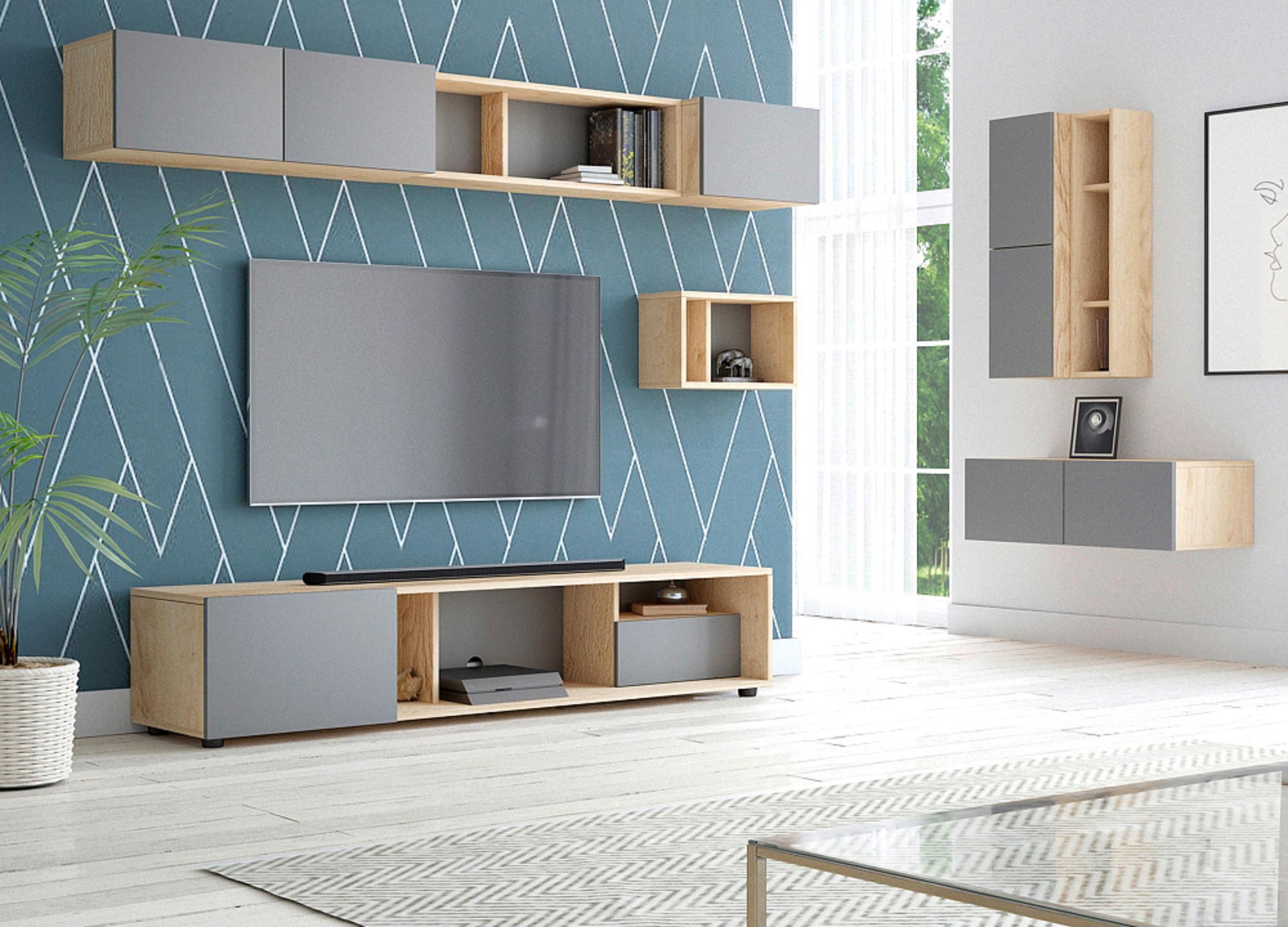 Hängeschrank Set Barcelona B: 40 Cm Graphit-/eichefarben - Eichefarben/Graphitfarben, Design, Holzwerkstoff/Kunststoff (80/25/18-26,8cm) - MID.YOU