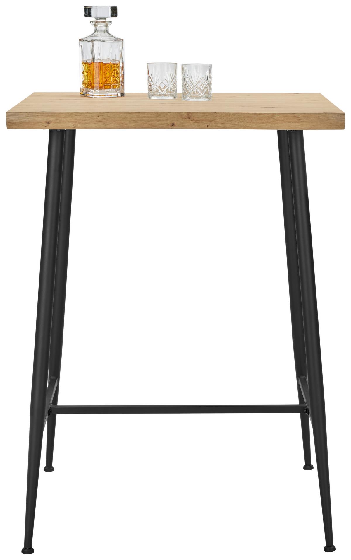 Barový stôl STUARD 80 dub Artisan - čierna/prírodná farba, Modern, kov/kompozitné drevo (80/108/80cm) - Mömax