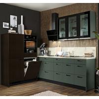 Eckküche Clean/Stripe - Dunkelgrün/Dunkelbraun, Basics, Holzwerkstoff (190/287cm) - Express