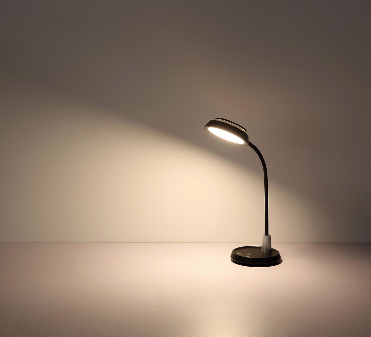 Led-tischleuchte Memory-Funktion - Silberfarben/Schwarz, Design, Kunststoff (30,6/17,2/44,8cm) - Globo