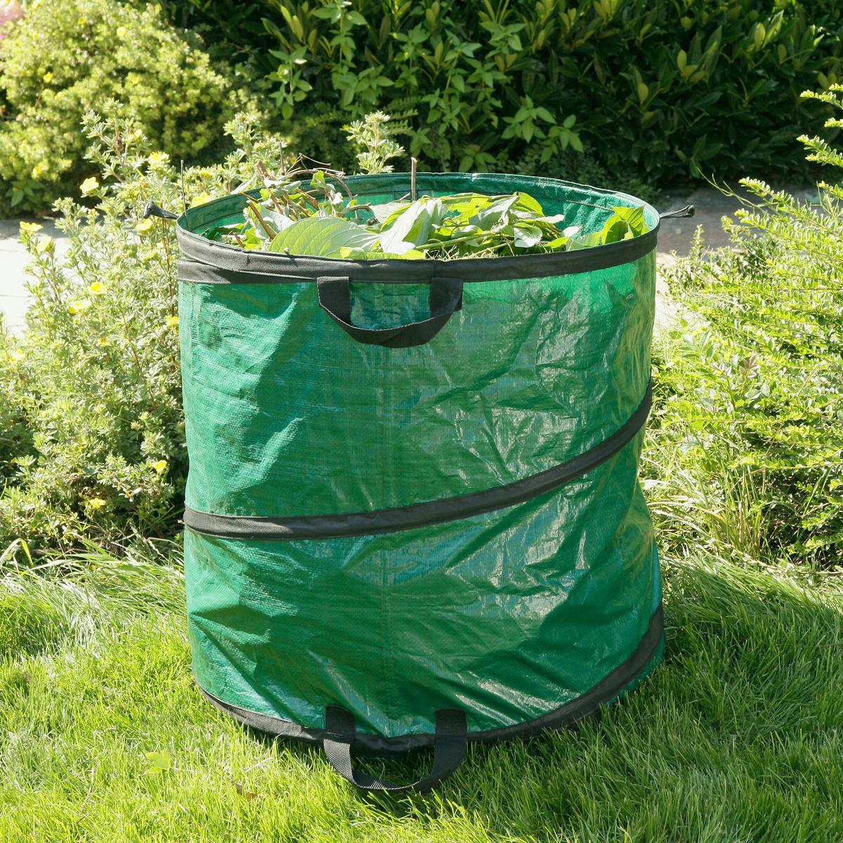 Gartenabfallsack 120 L ⌀ 50 cm, Faltbar, Tragegriff - Grün, Basics, Kunststoff (50/60cm)