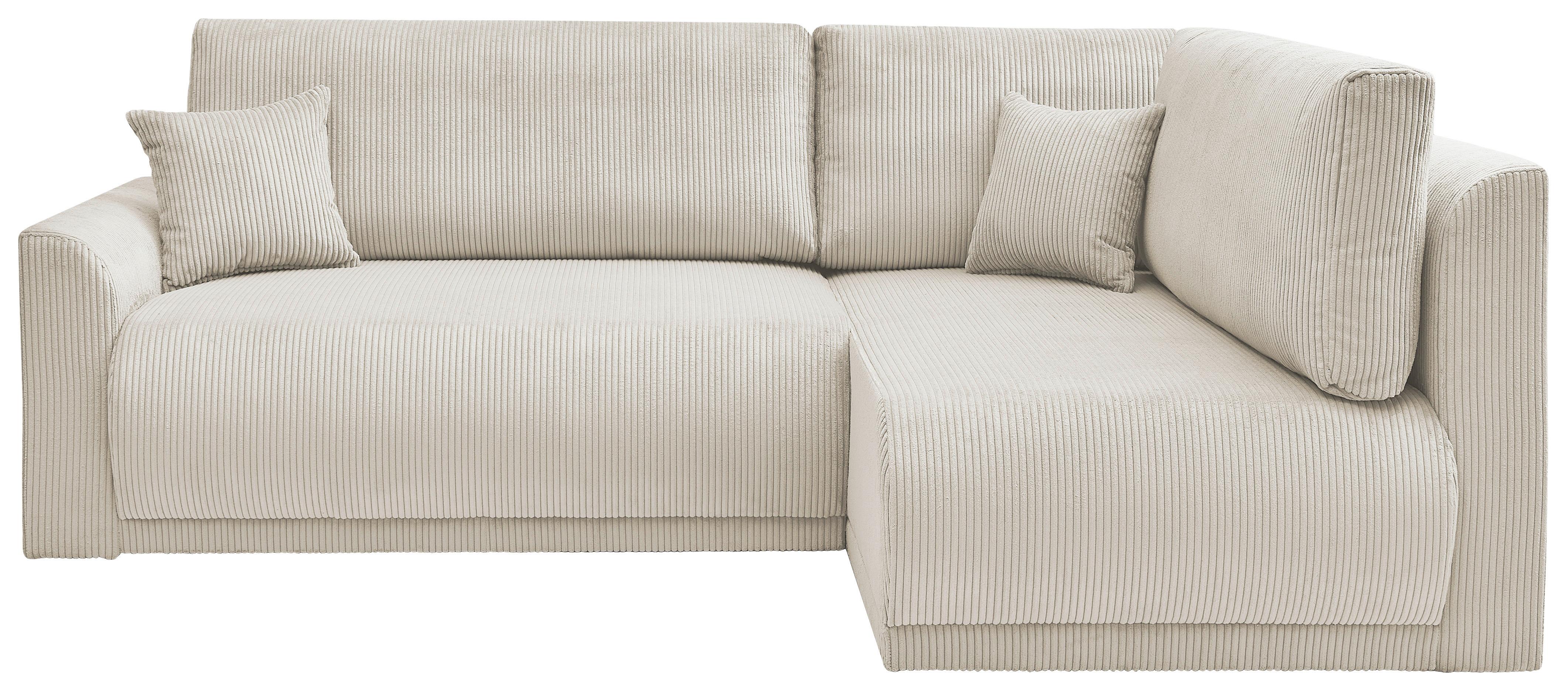 Rohová sedačka KIM L160, oboustranná, krémový manšestr - černá/krémová, Moderní, dřevo/textil (233/160cm)