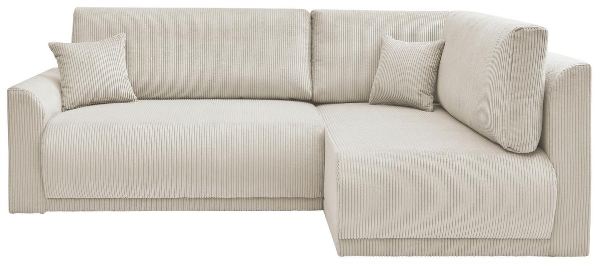 Rohová sedačka KIM L160, oboustranná, krémový manšestr - černá/krémová, Moderní, dřevo/textil (233/160cm)