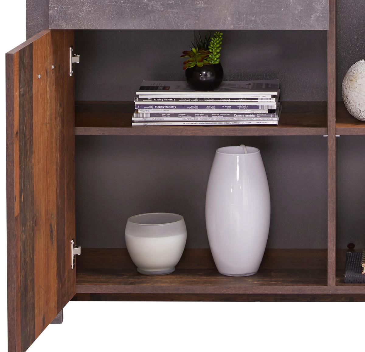 Highboard Mit Soft-close B: 105 Cm Ontario Eiche/grau - Dunkelgrau/Eichefarben, Trend, Holzwerkstoff (105/159/41,5cm) - Ondega