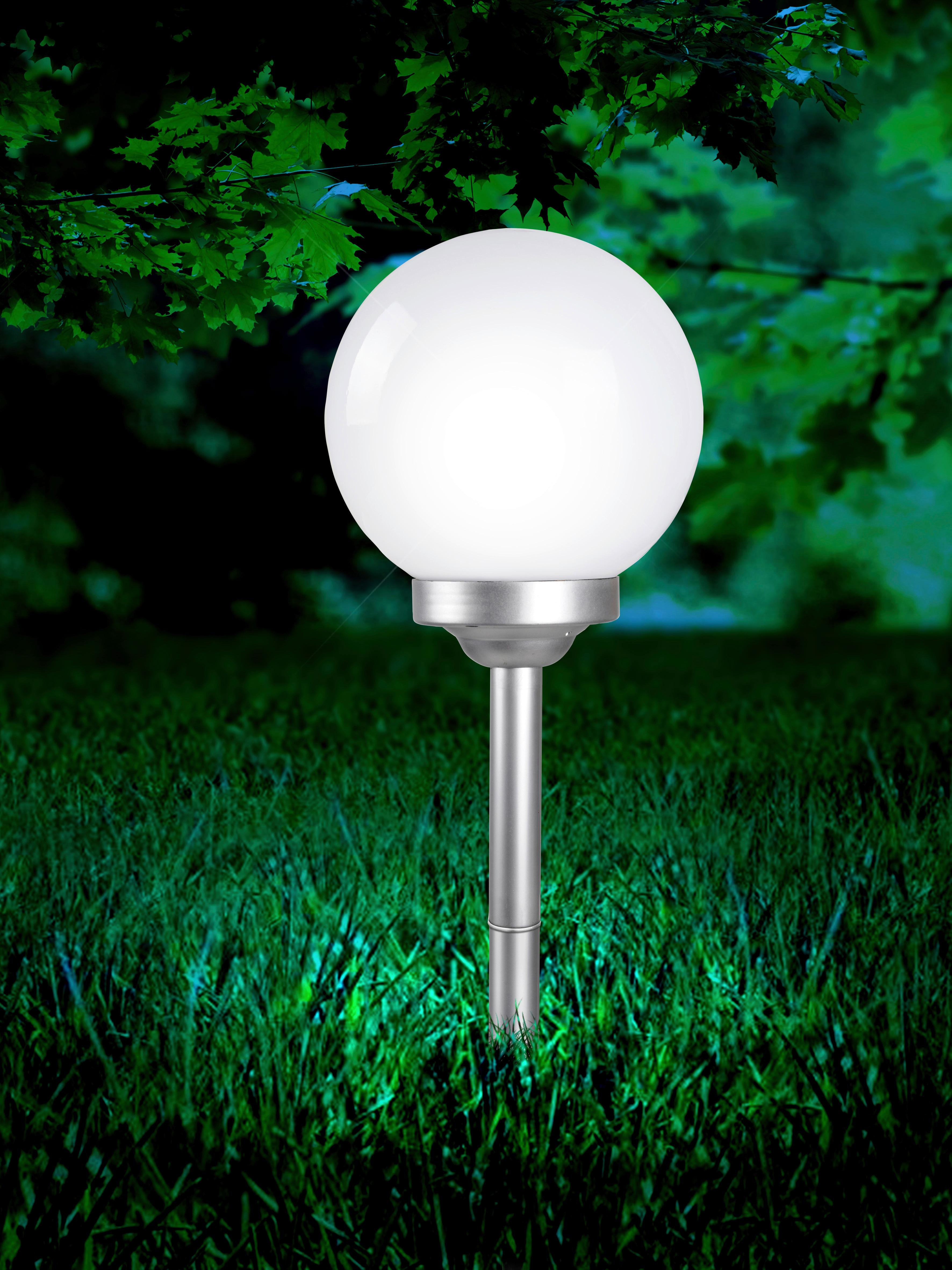 Solarleuchte 3377 - Silberfarben/Weiß, Basics, Kunststoff (25/68cm) - Globo