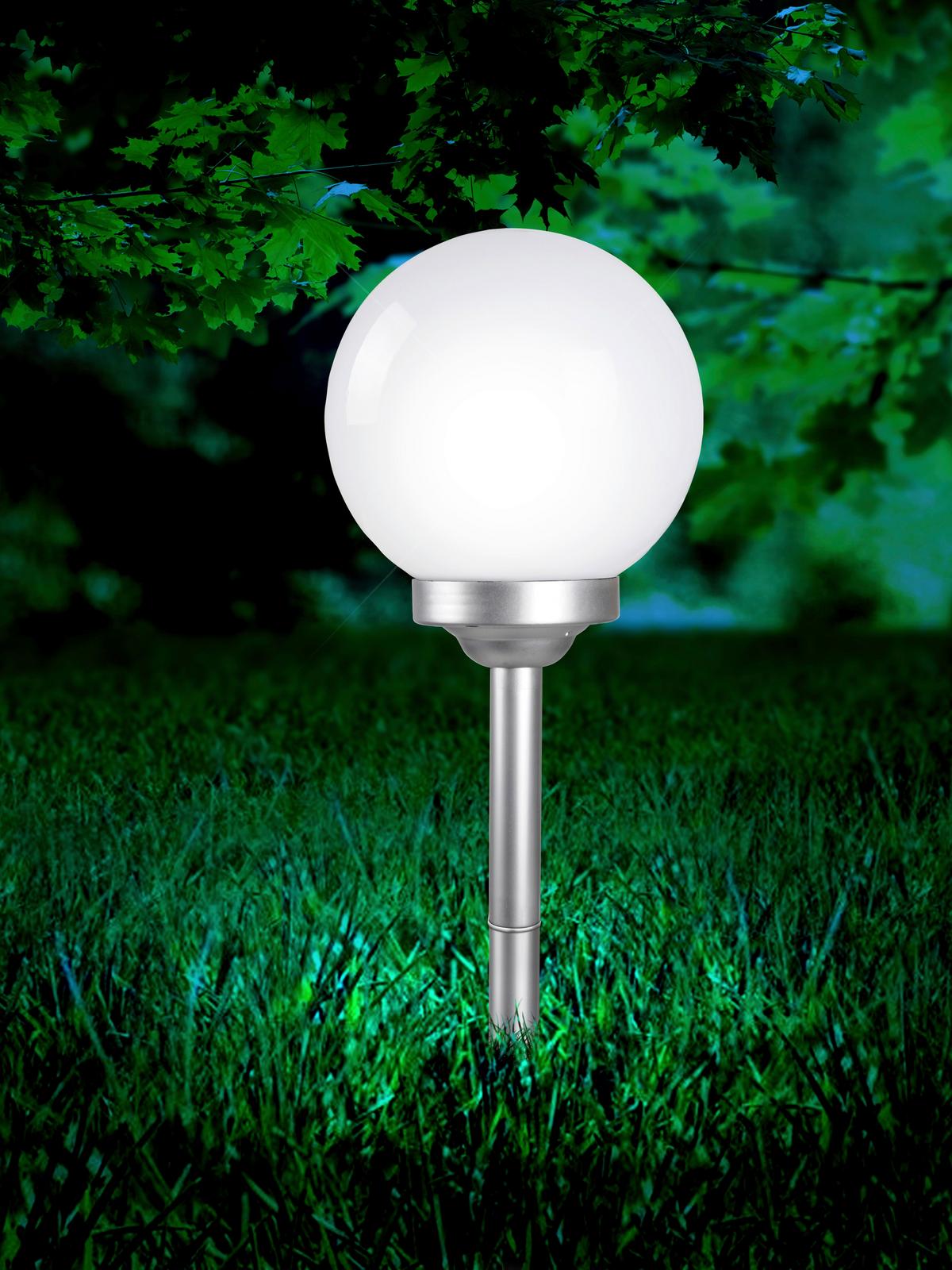Solarleuchte 3377 - Silberfarben/Weiß, Basics, Kunststoff (25/68cm) - Globo