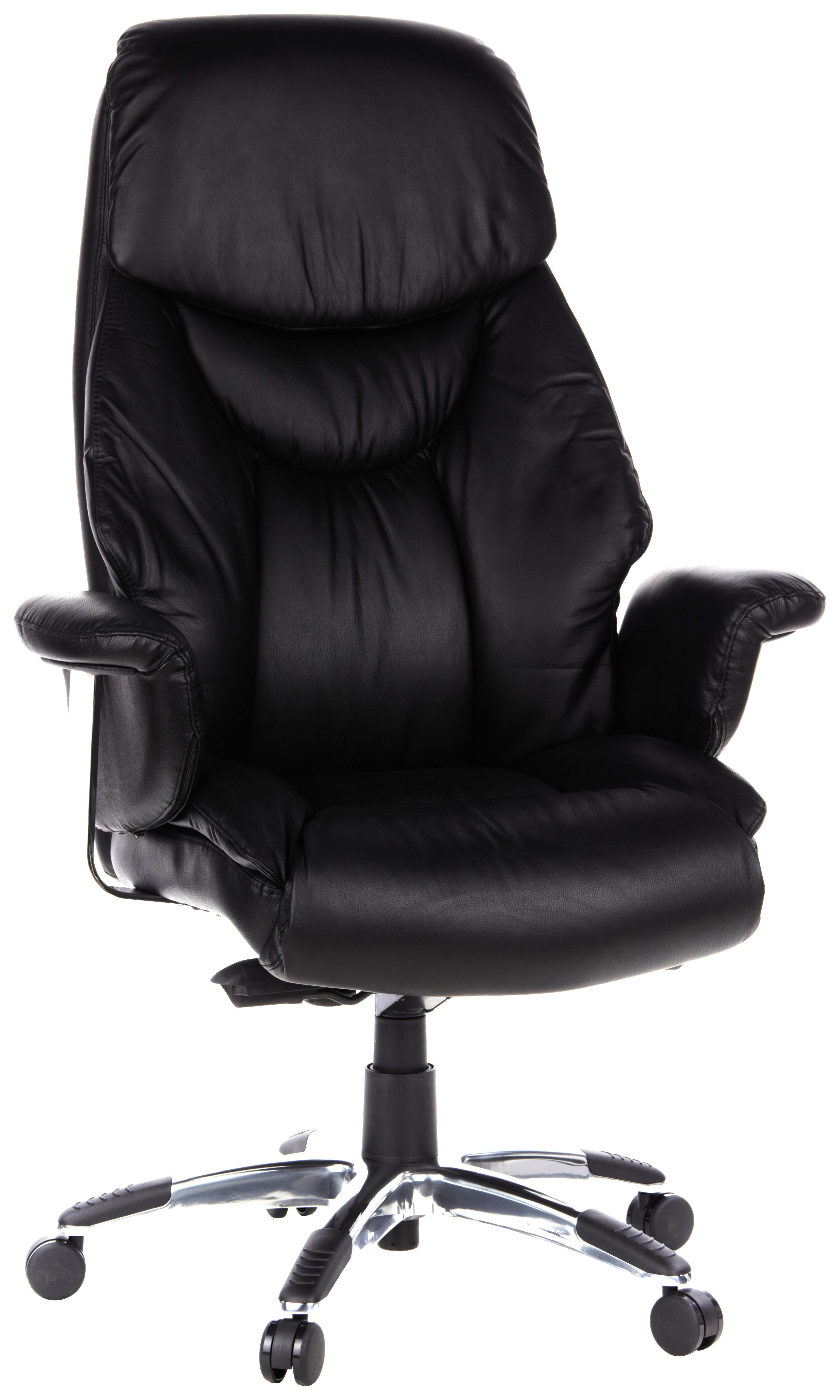 Chefsessel Prado Schwarz Bis 130 Kg - Chromfarben/Schwarz, MODERN, Leder/Kunststoff (63/140/52cm) - MID.YOU