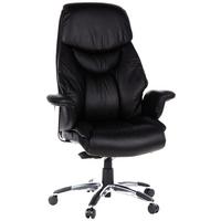 Chefsessel Prado Schwarz Bis 130 Kg - Chromfarben/Schwarz, MODERN, Leder/Kunststoff (63/140/52cm) - MID.YOU