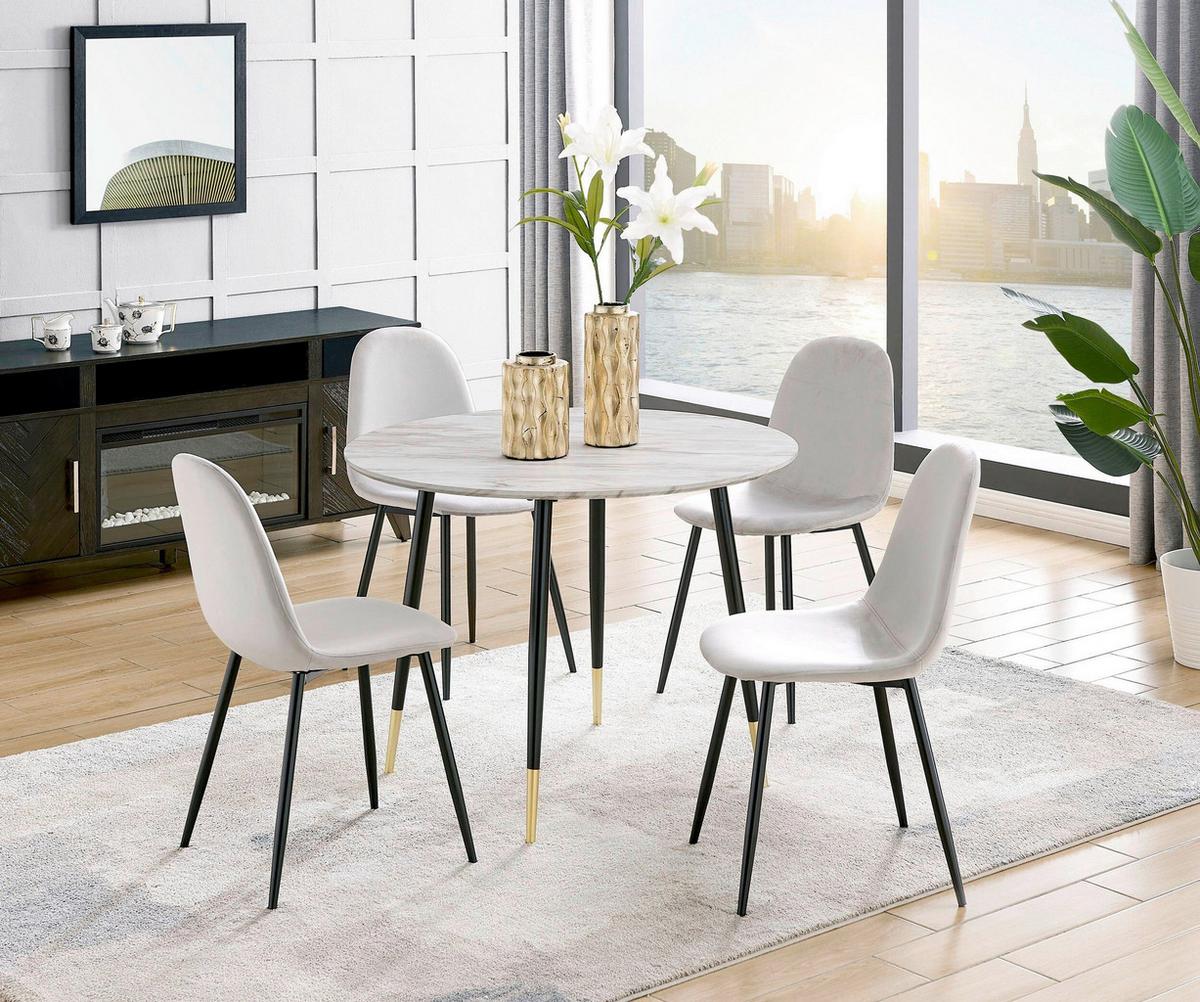 Stuhl-Set Monza Grau B: 44cm 4--Teilig - Schwarz/Grau, Design, Textil/Metall (44/87/51cm) - MID.YOU