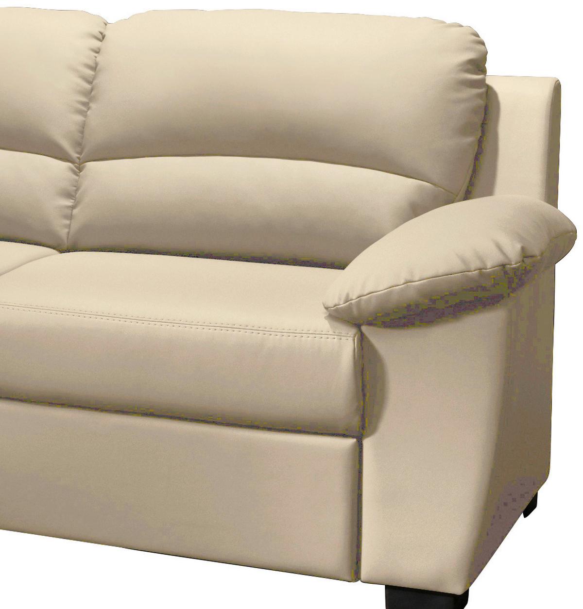 Ecksofa Schlaffunktion Danilo M. Bettkasten Beige Lederlook - Beige/Schwarz, KONVENTIONELL, Textil (240/45/165cm) - MID.YOU