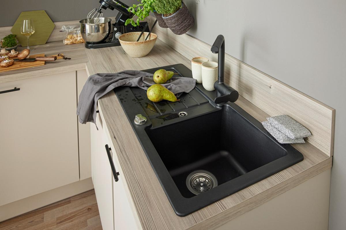 ROHOVÁ KUCHYŇ PN80/100-TOP- - šedá/černá, Moderní, kov/kompozitní dřevo (285/175cm) - Pino