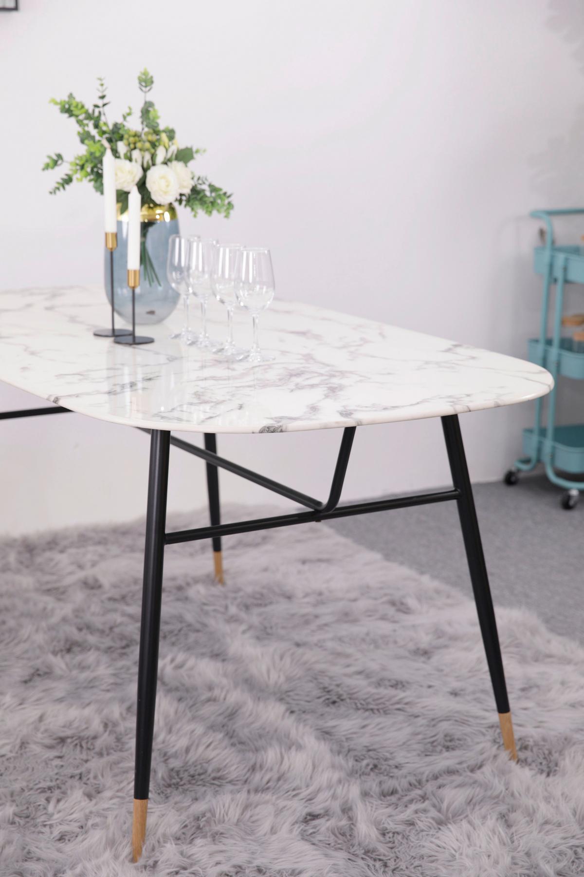 Esstisch Schwarz, Weiß L: 160cm - Schwarz/Weiß, Design, Glas/Metall (160/90/77cm) - Livetastic