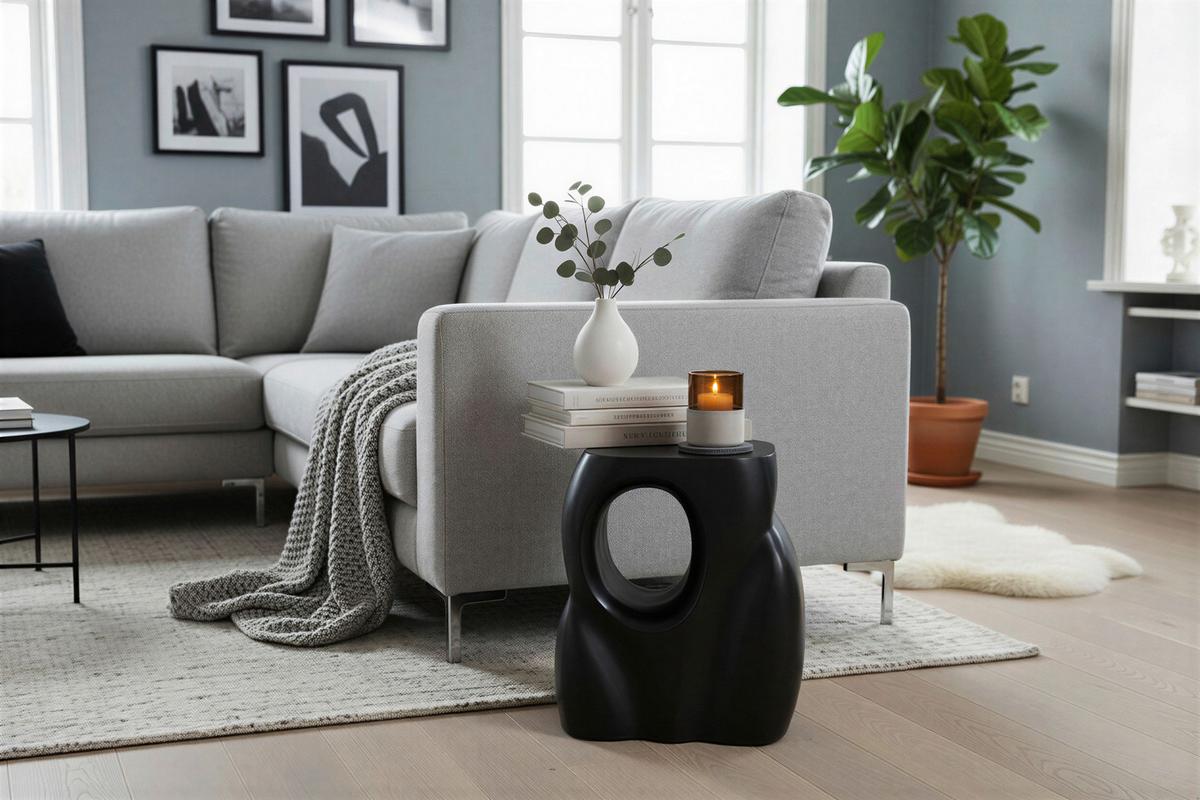 Beistelltisch Schwarz B: 36 cm - Schwarz, Design, Holz (36/26/41cm) - MID.YOU