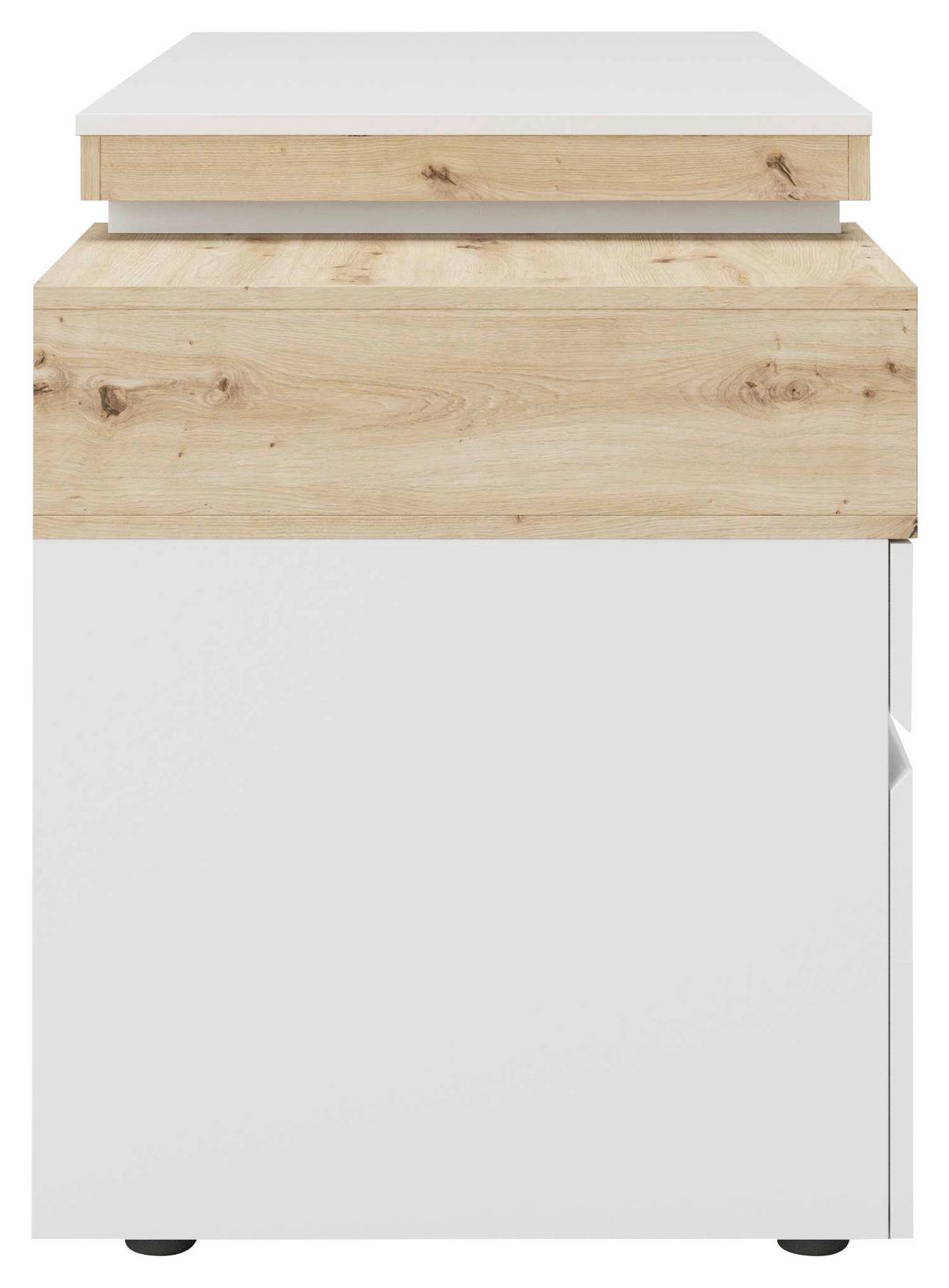 Schreibtisch Santiago - Weiß/Eiche Artisan, MODERN, Holz (160/60/76cm) - MID.YOU