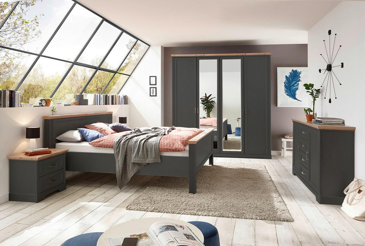 Kommode 164 cm Jasmin II Graphitfarben/Eiche Artisan - Schwarz/Graphitfarben, LIFESTYLE, Holzwerkstoff (164/90/41cm)