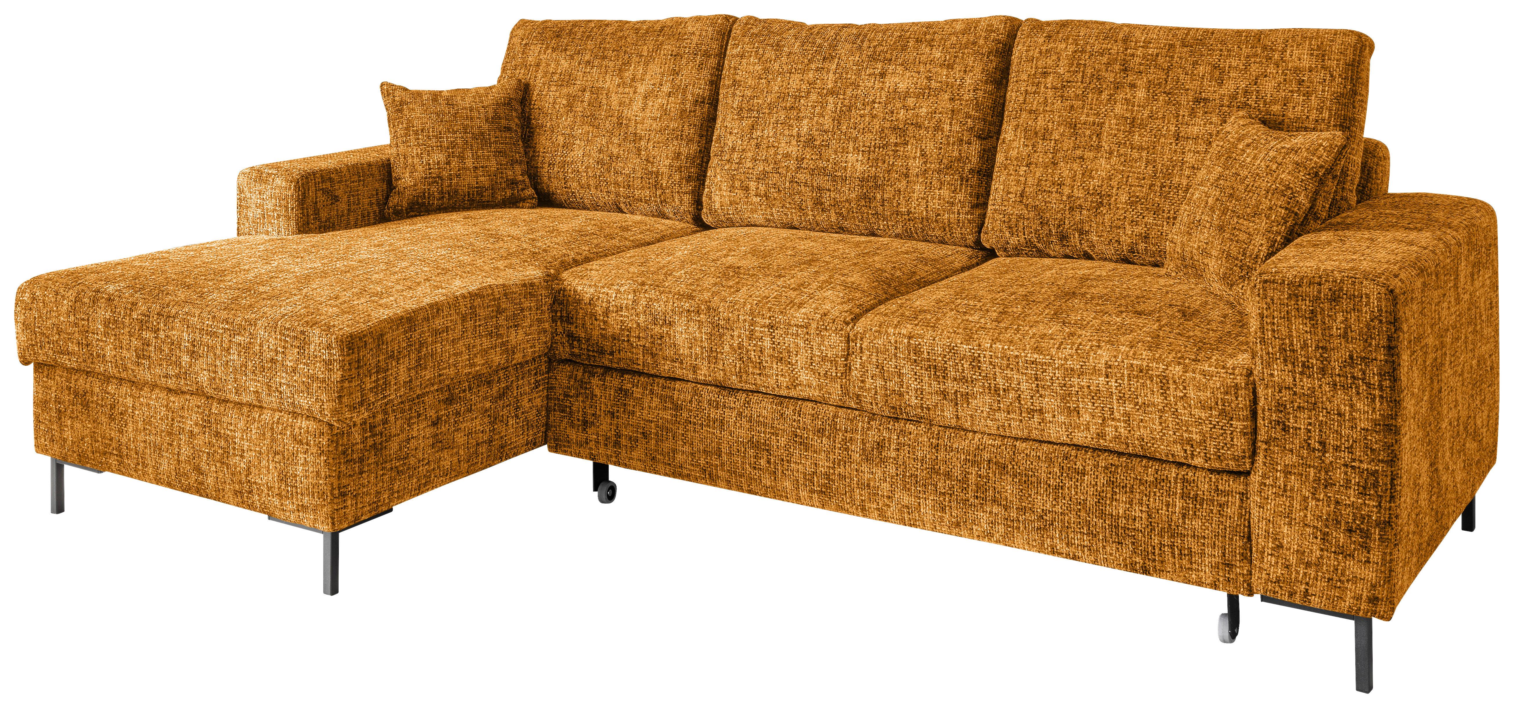 Eckschlafsofa Zona, Gold S: 143x237 Cm - Goldfarben/Schwarz, KONVENTIONELL, Textil (143/237cm) - Livetastic