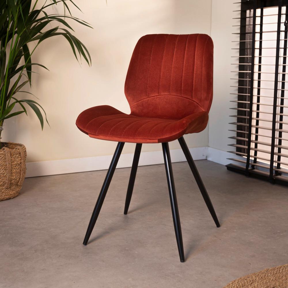 Stuhl-Set Barron - Rot/Schwarz, Design, Textil/Metall (47/82/55cm) - MID.YOU