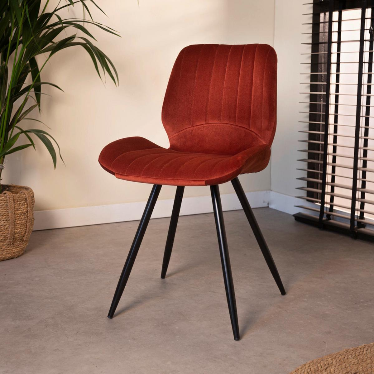 Stuhl-set Barron - Rot/Schwarz, Design, Textil/Metall (47/82/55cm) - MID.YOU