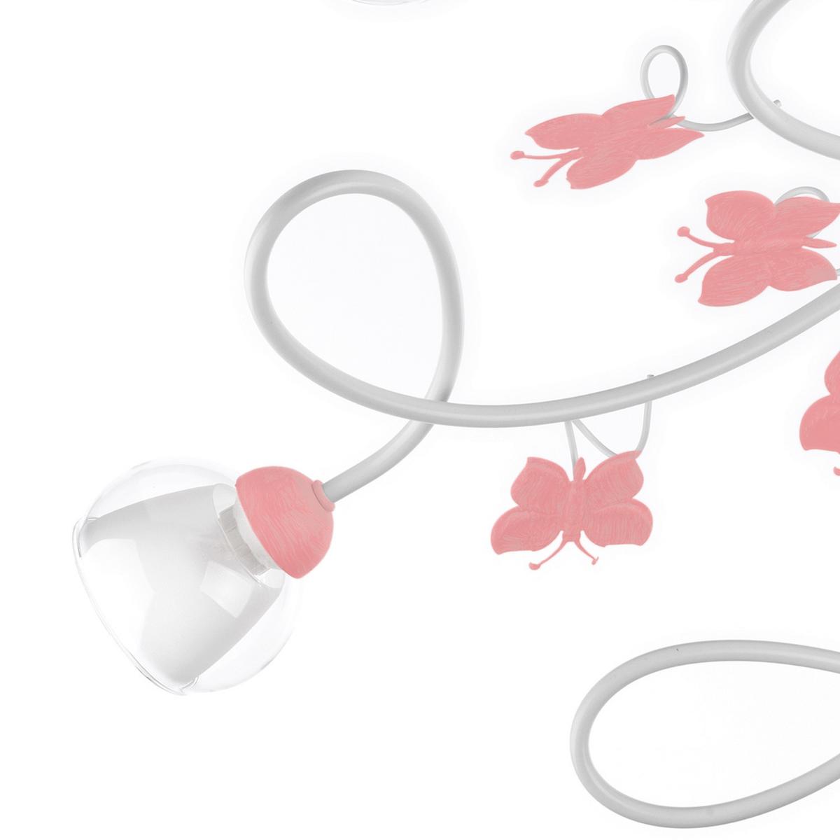 Kinderdeckenleuchte 4924/pl5 - Pink/Weiß, Basics, Glas/Metall (80/20cm)