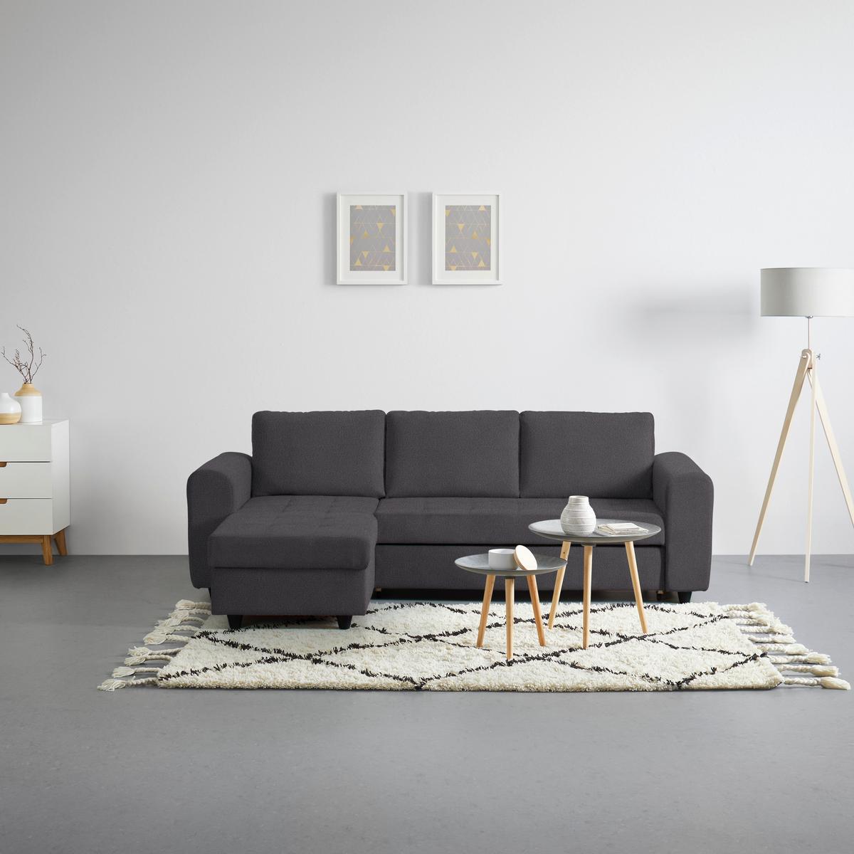 Rohová sedačka RIVER, oboustranná, antracitová - antracitová, Moderní, textil (245/145cm) - Mömax