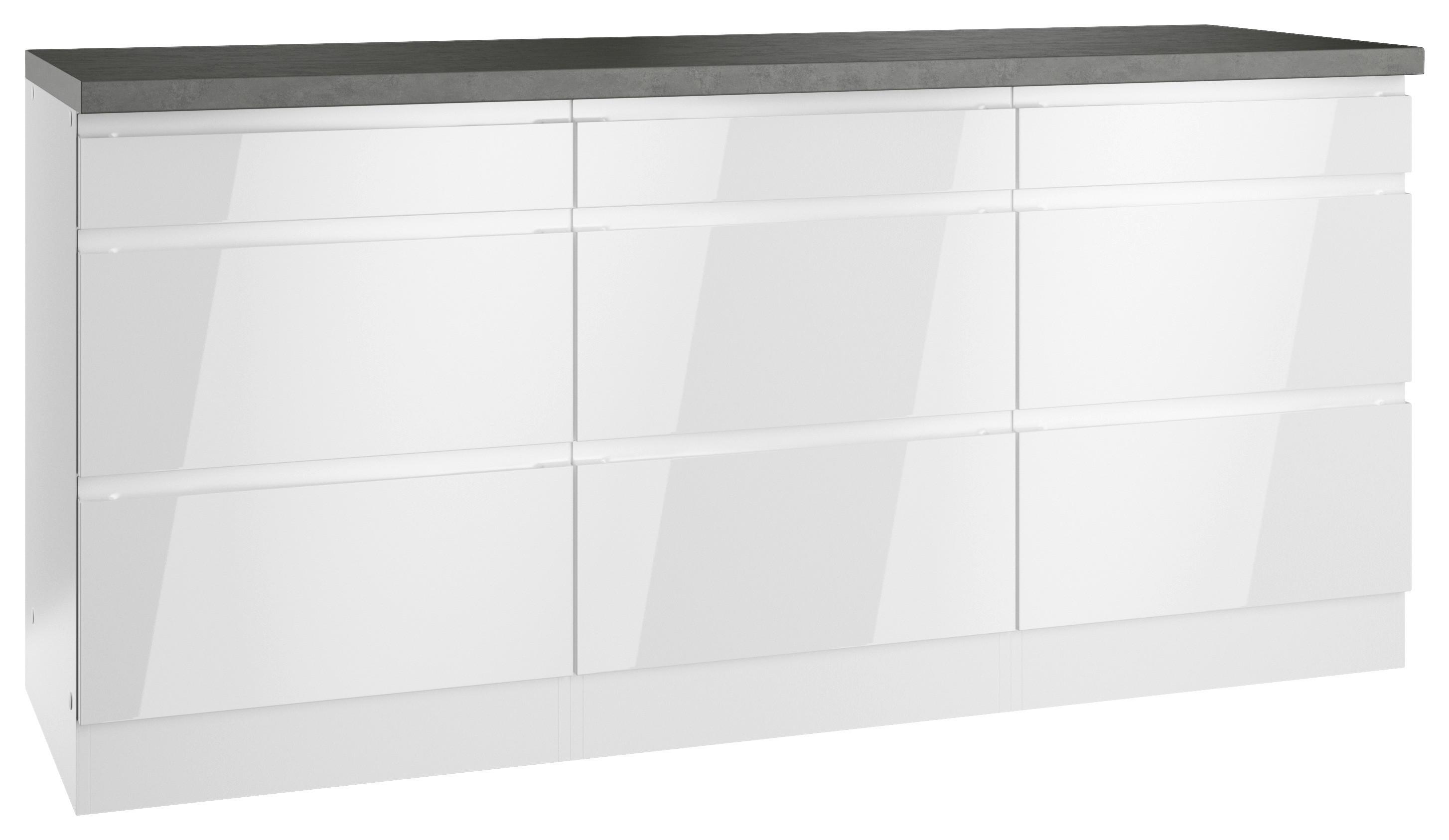 Küchenunterschrank Monza 180 cm Weiß/Grau - Weiß Hochglanz/Weiß, LIFESTYLE, Holzwerkstoff (180/86/60cm) - Held