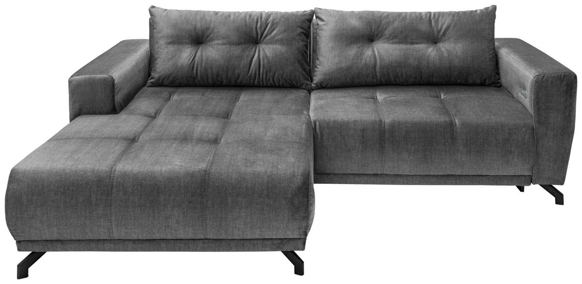 Ecksofa Restato Dunkelgrau S: 177x246 cm - Dunkelgrau/Schwarz, MODERN, Textil (177/246cm) - MID.YOU
