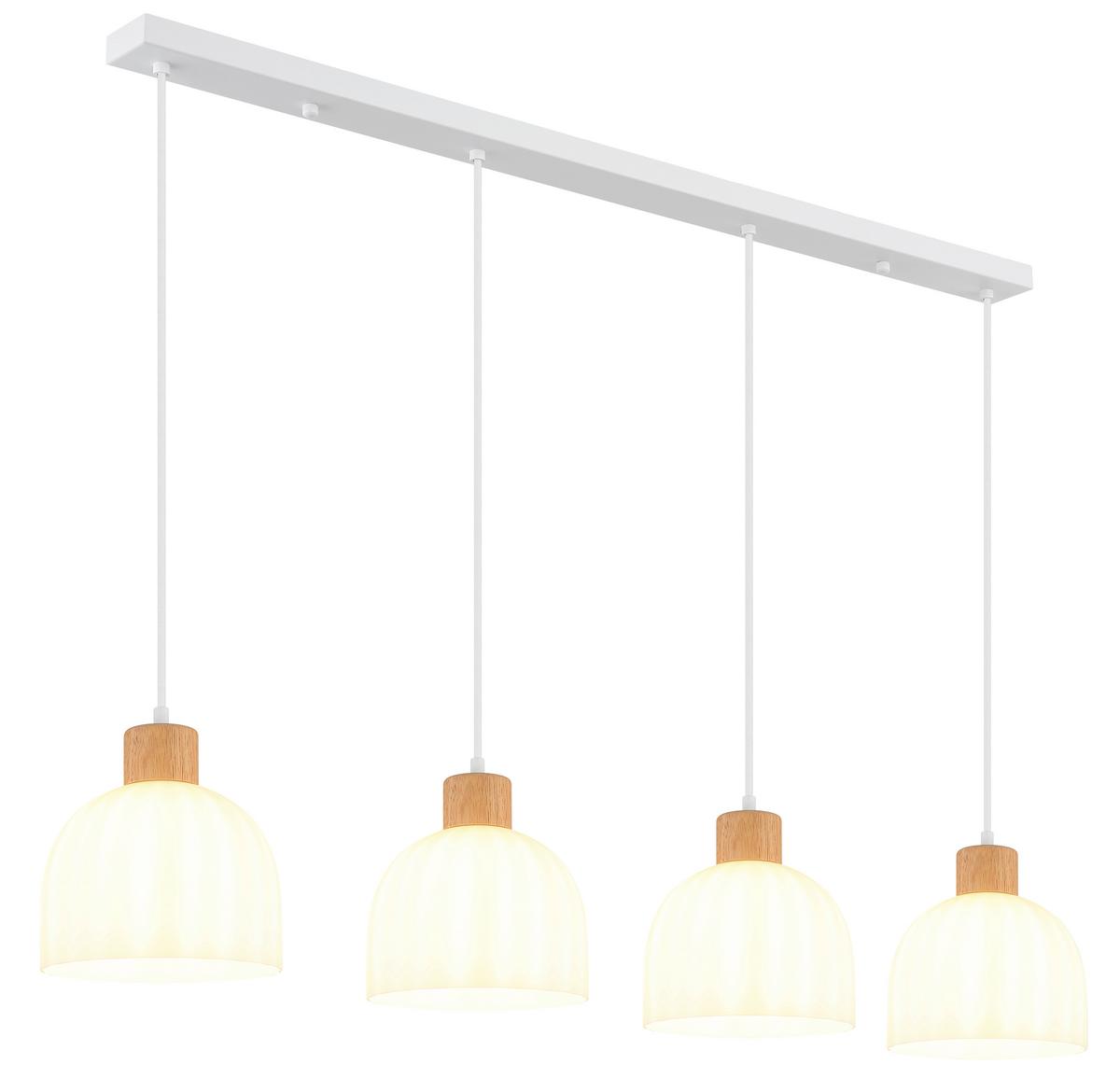 HÄNGELEUCHTE Weiß, Opal, ca. 113x20x120 cm - Opal/Braun, Design, Glas/Holz (113/20/120cm) - Globo