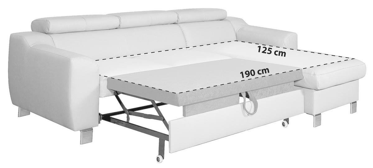 Ecksofa Aspen Mit Bettkasten Lederlook Schwarz 242x176 Cm - Chromfarben/Schwarz, Design, Leder/Textil (242/176cm) - Livetastic