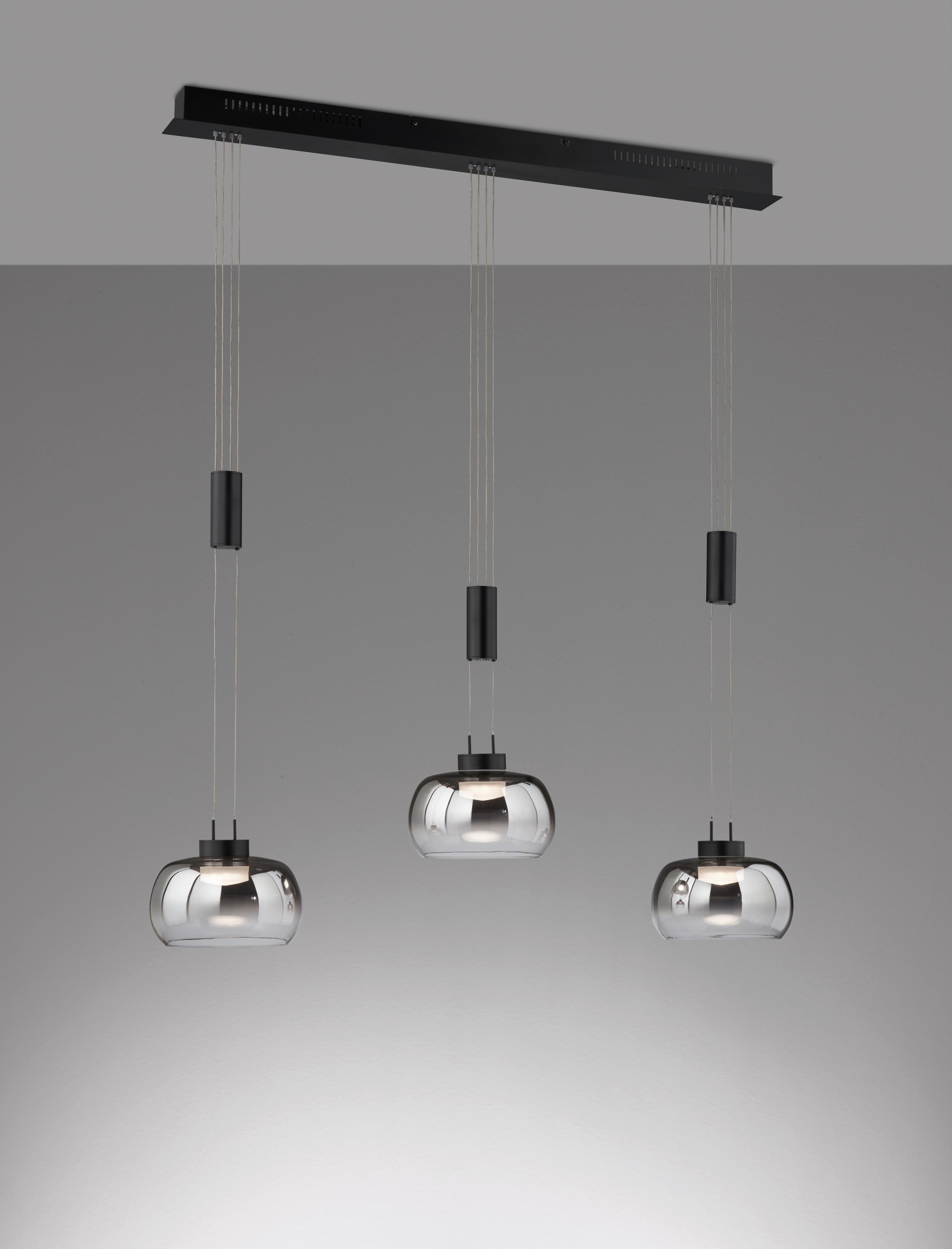 LED-Pendelleuchte Arosa Schwarz B: 22 cm - Schwarz, Design, Metall (98/22/108 - 168cm) - Fischer & Honsel