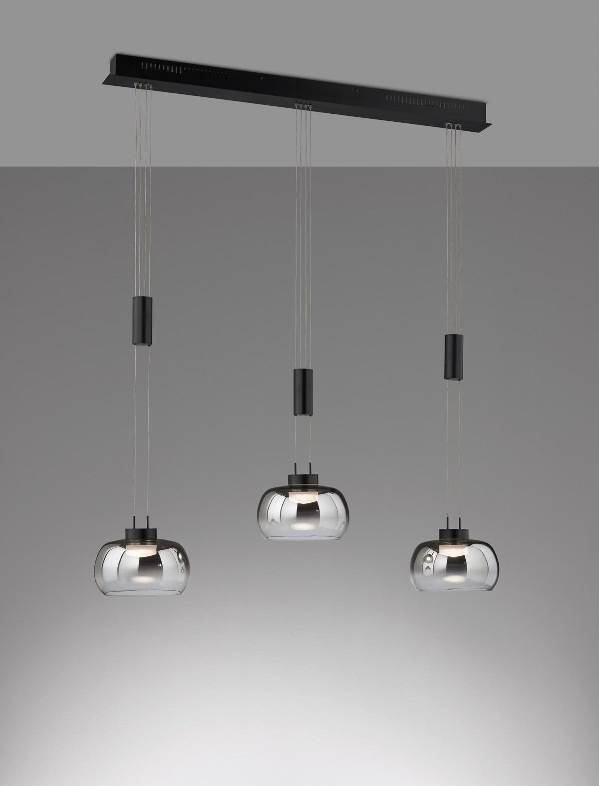 LED-Pendelleuchte Arosa Schwarz B: 22 cm - Schwarz, Design, Metall (98/22/108 - 168cm) - Fischer & Honsel