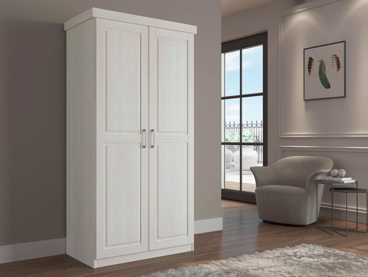 Drehtürenschrank 95cm Hakon Kiefer Massiv - Weiß, LIFESTYLE, Holz (95/190/55cm) - MID.YOU