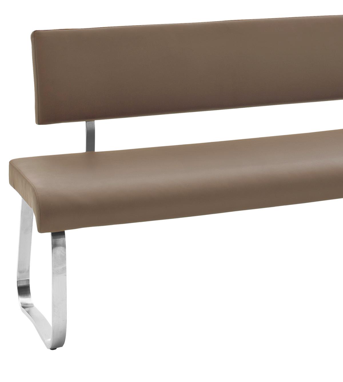 Eckbank Cappuccino Lederlook Arco 200x150 cm - Edelstahlfarben/Cappuccino, Design, Textil/Metall (200/150cm) - Livetastic