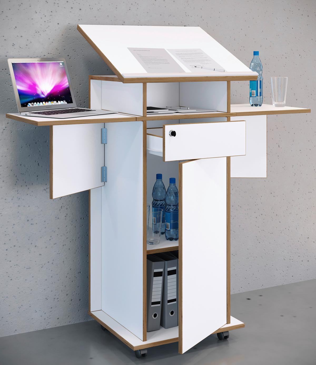 Stehpult Salia Weiß, Honigeiche B: 123 Cm - Honigeiche/Weiß, Design, Holzwerkstoff (123/128/44cm) - MID.YOU