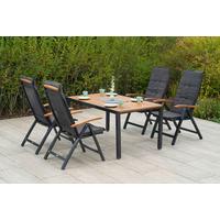 Gartengarnitur 9tlg Tilos Aus Holz mit Kissen - Graphitfarben/Naturfarben, MODERN, Holz/Kunststoff - Gardenson