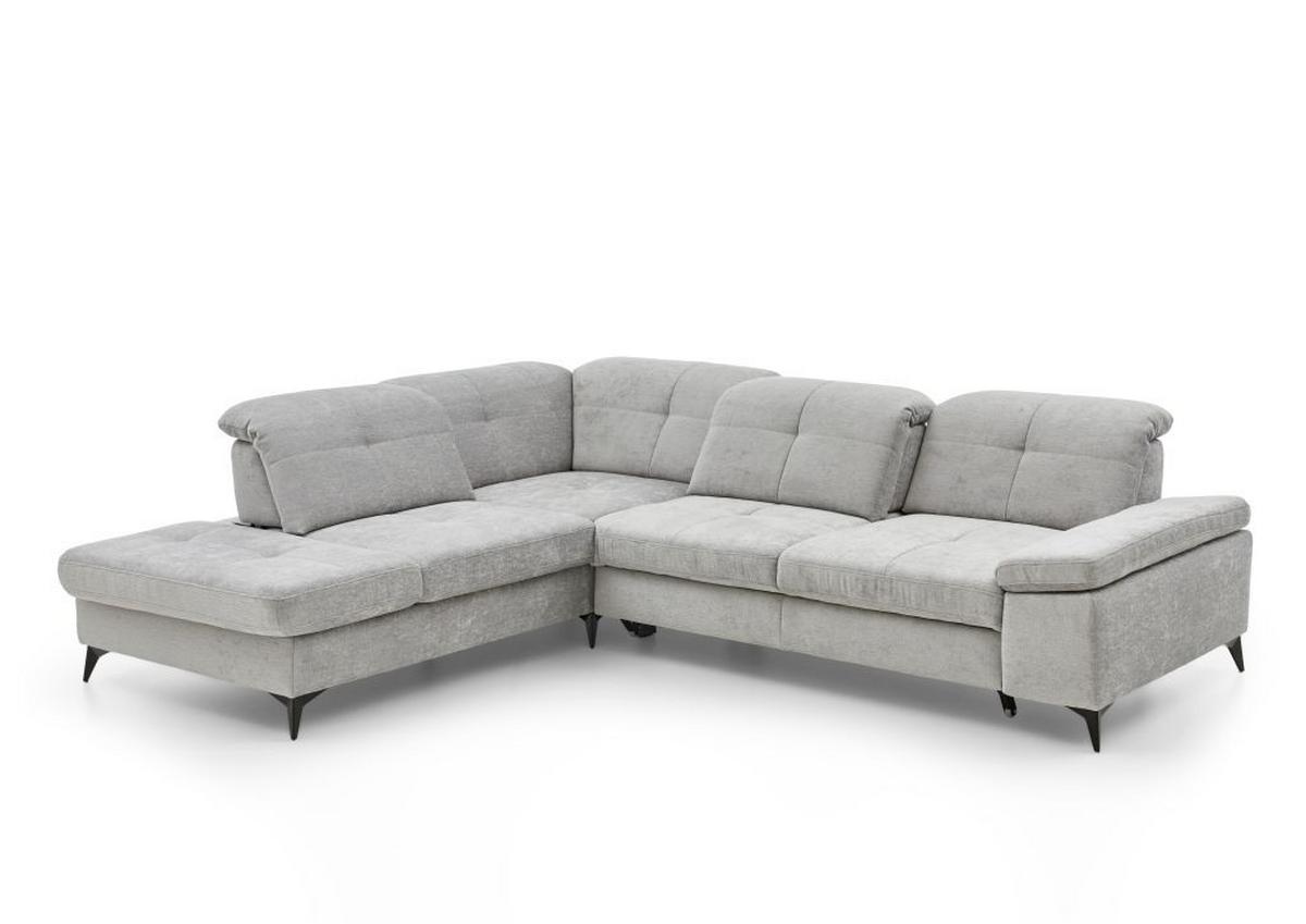Sedačka SORENA L, ľavá, sv.sivá ženilka, bez funkcií - čierna/svetlosivá, Modern, kov/textil (255/311cm) - Premium Living