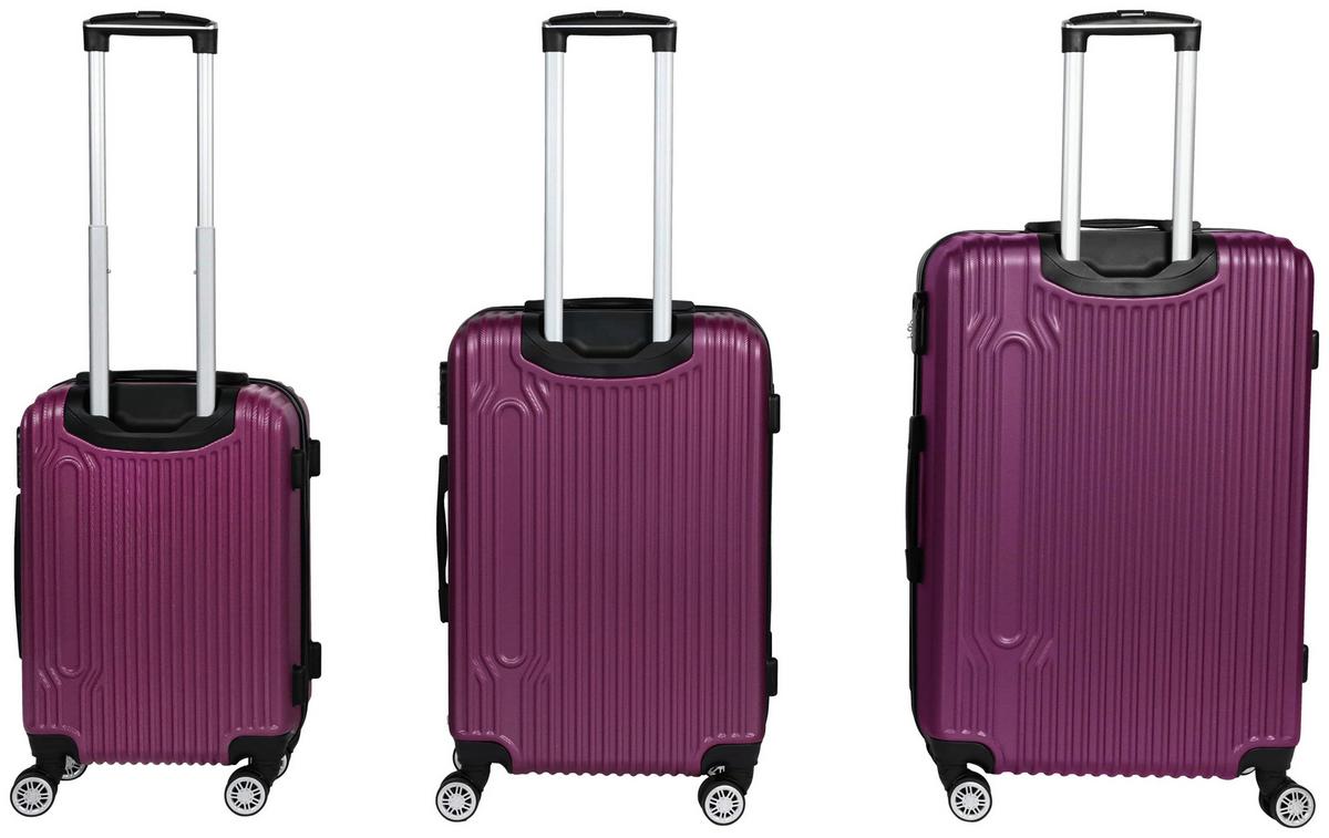 Reisekoffer Set 3-tlg Palermo 4 Rollen Hartschale - Lila, Design, Kunststoff/Textil - Luca Bessoni