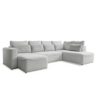 Rohová sedačka HOLLY U, oboustranná, béžová/tm.béžová - černá/béžová, Design, dřevo/textil (158/331/210cm)