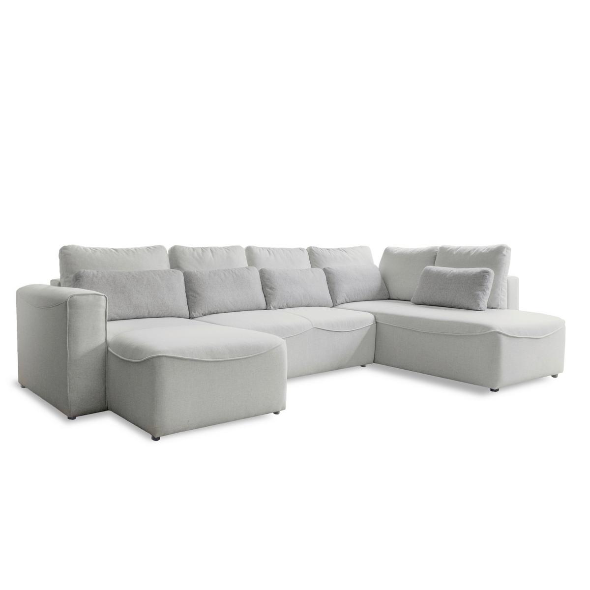 Rohová sedačka HOLLY U, oboustranná, béžová/tm.béžová - černá/béžová, Design, dřevo/textil (158/331/210cm)