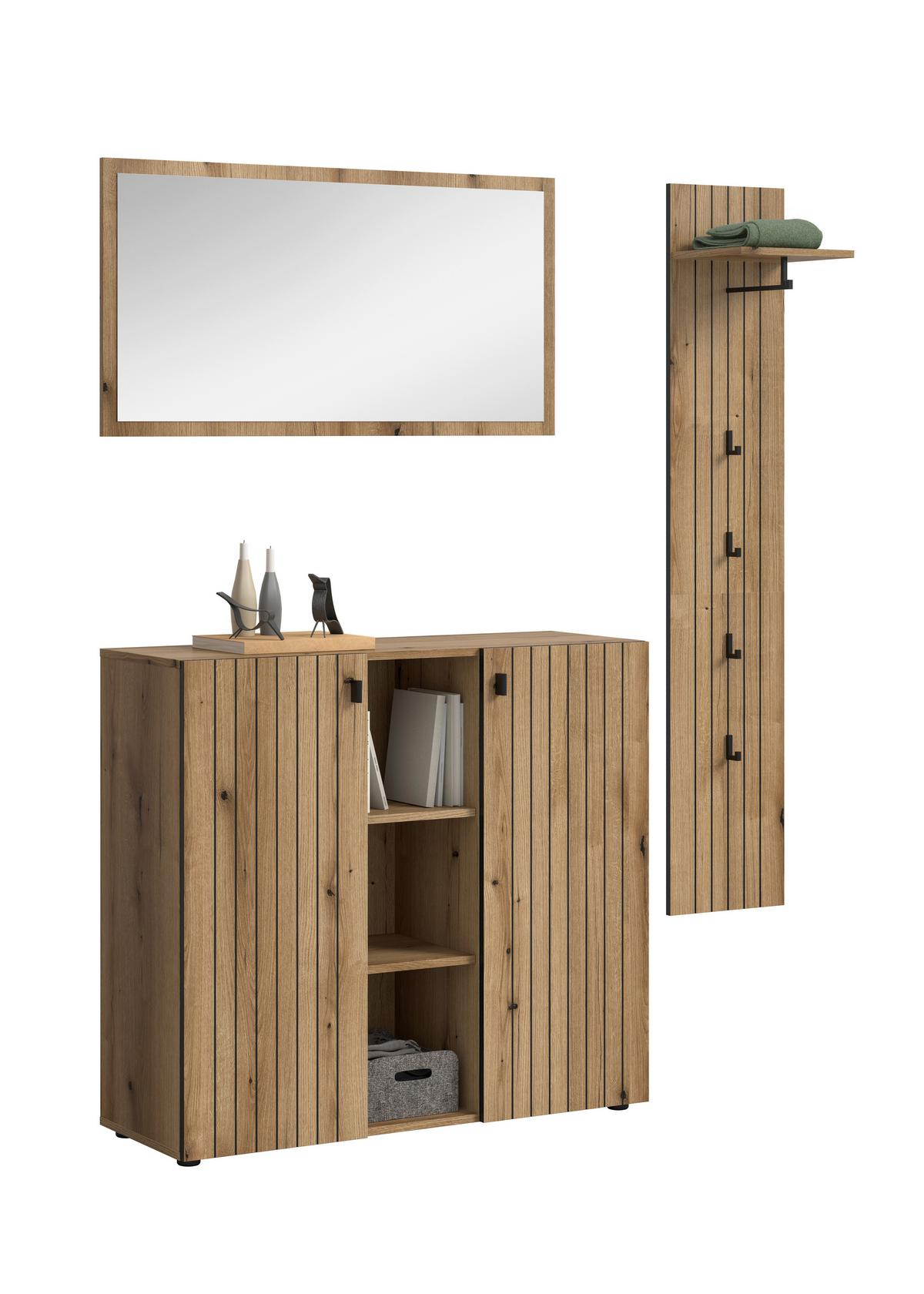 Garderobe Station Eiche Dekor B: 157cm - Eichefarben, Design, Holzwerkstoff (157/192/37cm) - MID.YOU
